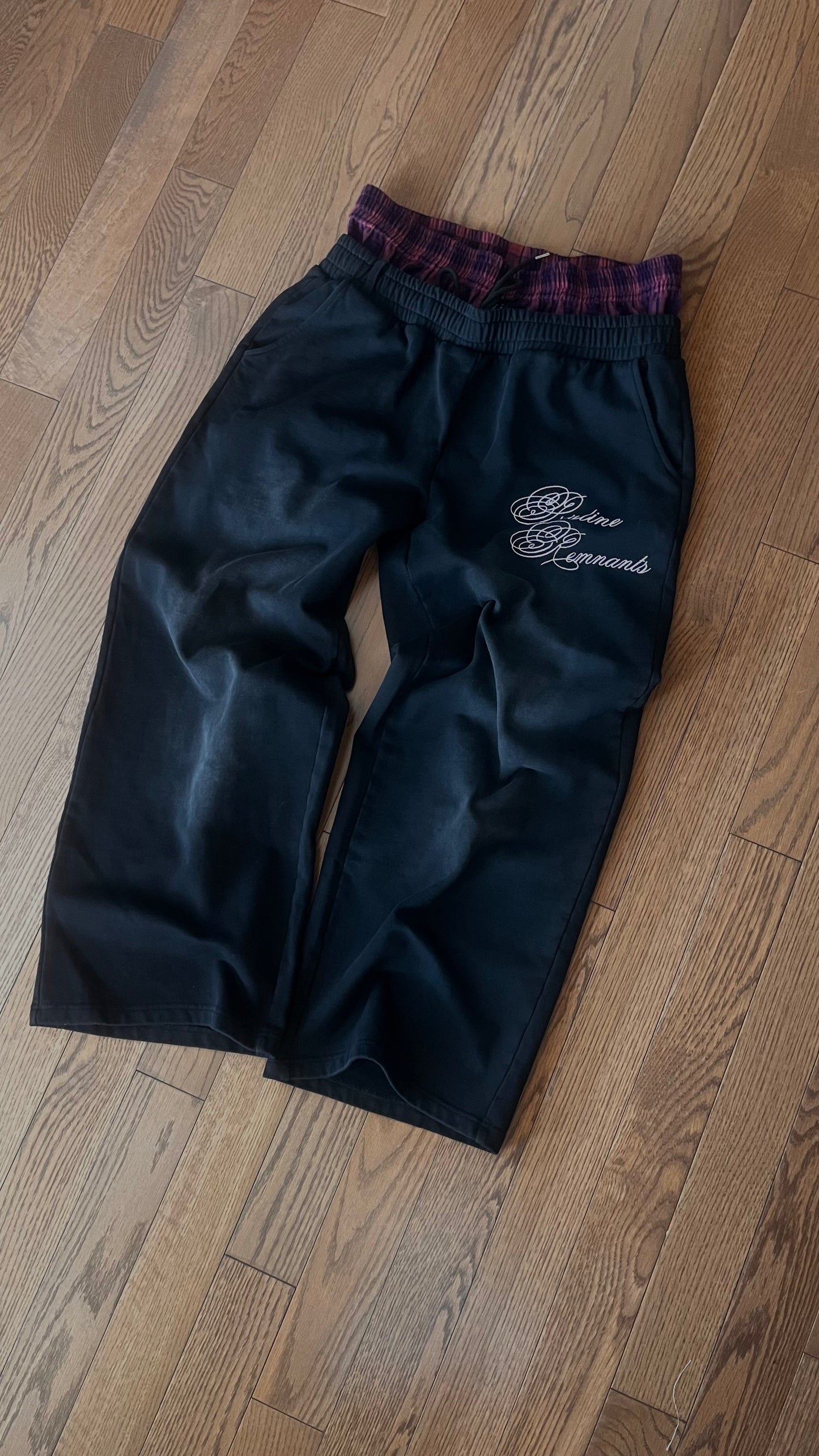 Black Pristine Remnants Double Waisted Sweatpants