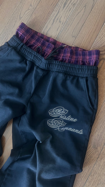 Black Pristine Remnants Double Waisted Sweatpants