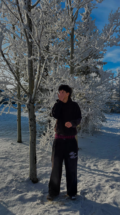 Black Pristine Remnants Double Waisted Sweatpants